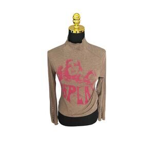 Replay Retro Brown Graphic Turtleneck Tee NWT Women’s Small- Y2K Design